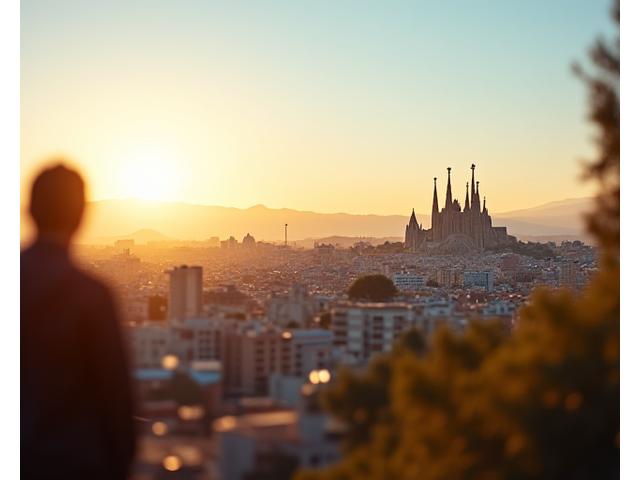 Skyline de Barcelona al atardecer, representando la conexión de AlmaVibra con la ciudad.