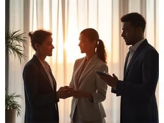 Personas profesionales en ambiente de oficina, con enfoque en bienestar y equilibrio vida-trabajo