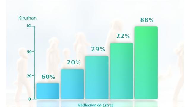Gráfico de barras mostrando una reducción del 60% en el estrés percibido y una mejora del 45% en la calidad del sueño reportada por usuarios de AlmaVibra.